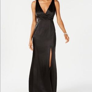 Black Satin Adrianna Papell Formal Gown